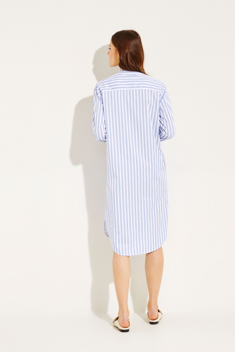 Gestreifte Hemdblusenkleid Blau/Weiß