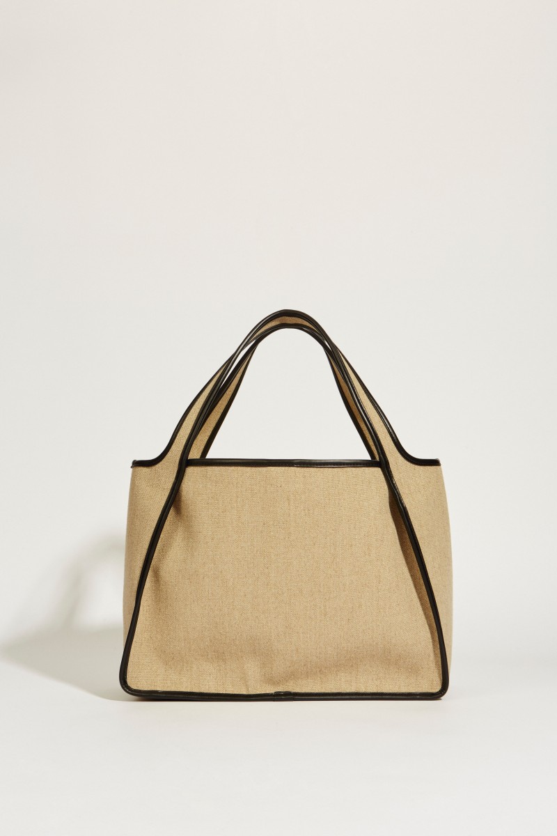 Shopper 'Tote' mit Logo Beige/Schwarz