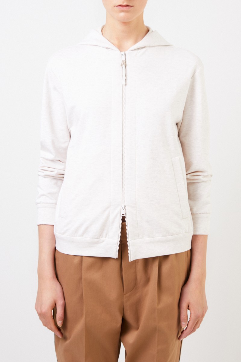 Brunello Cucinelli Baumwoll-Jacke mit Kapuze Beige