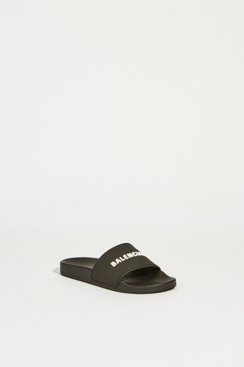 Sandale mit Logo-Schriftzug Schwarz/Weiß