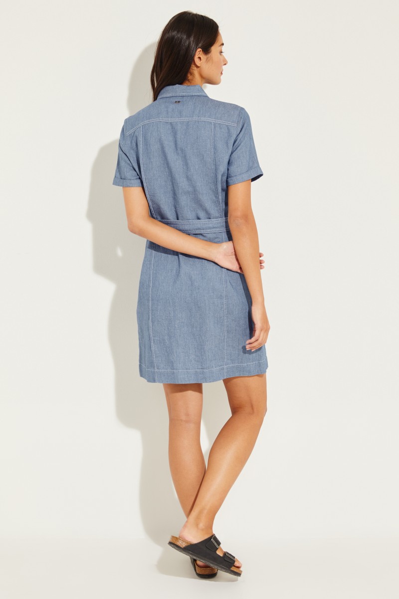 Jeans-Kleid mit Gürtel Blau