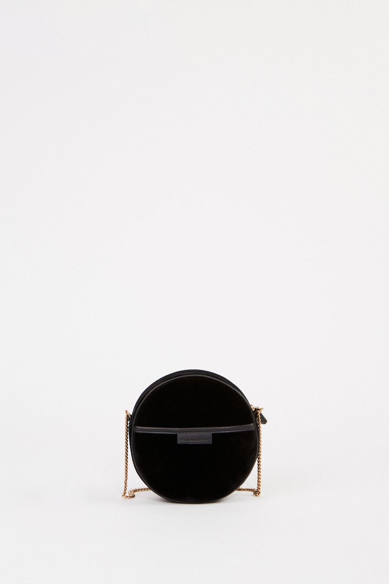 Stella McCartney Runde Samttasche 'Mini Round Bag' Schwarz