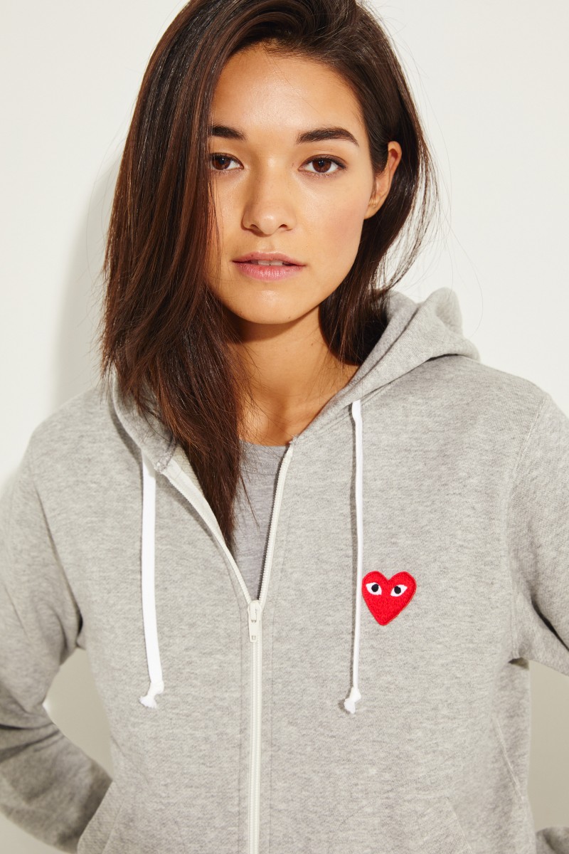 Sweatshirtjacke mit Herz-Emblem Grau