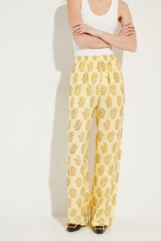 Hose 'Pernelle Flower' mit floralem Print Gelb/Multi