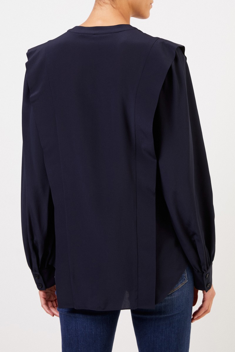 Stella McCartney Seidenbluse mit Schlitz Marineblau