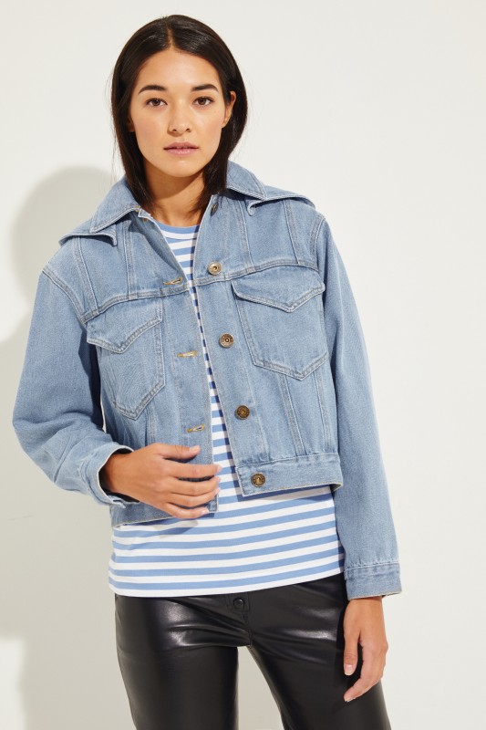 Jeansjacke 'Mijave' mit Kapuze Blau