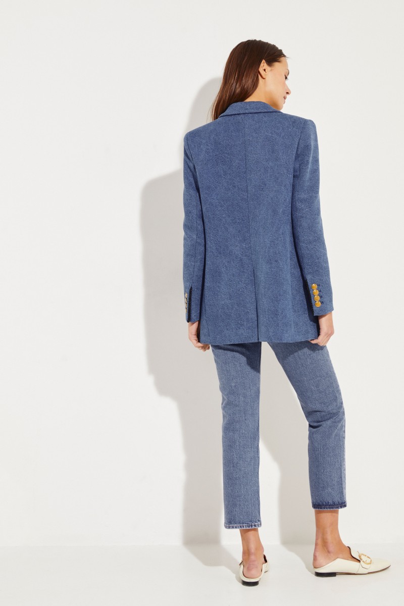 Baumwoll-Leinen-Blazer 'Blunose Everyday' Blau