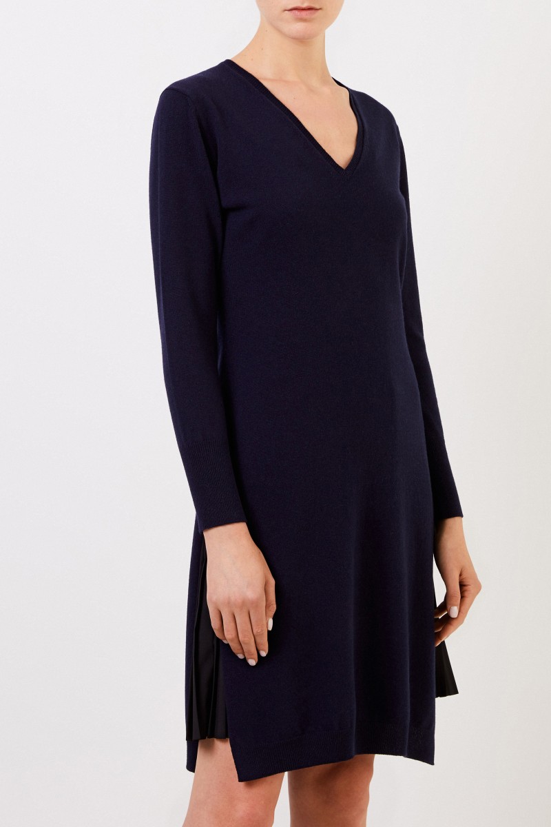 Fabiana Filippi Zweiteiliges Woll-Kleid mit PlisseeDetail Blau