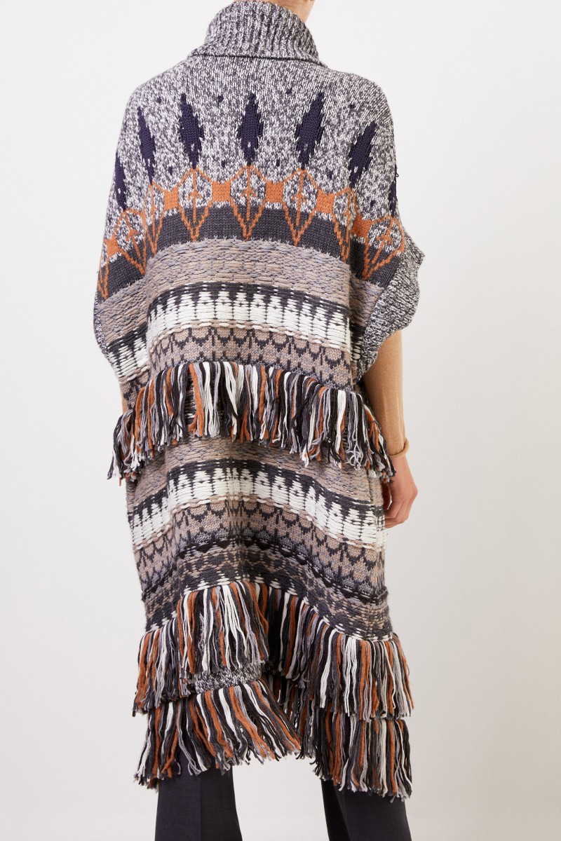 Stella McCartney Langer gemusterter Woll-Mantel Multi