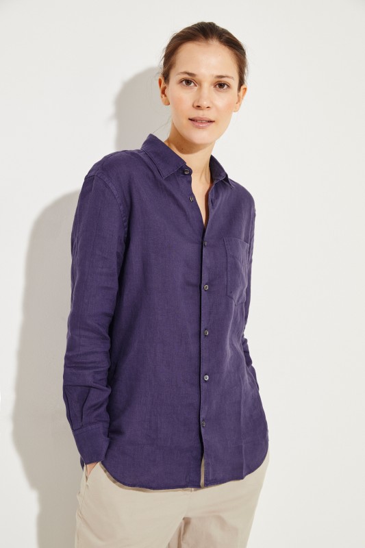 Leinen-Bluse Blau