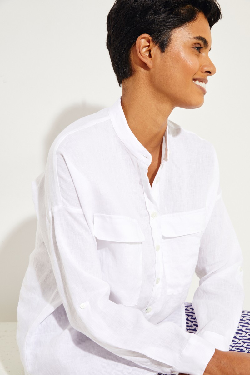 Oversize Leinenbluse 'Sandyl' Weiß