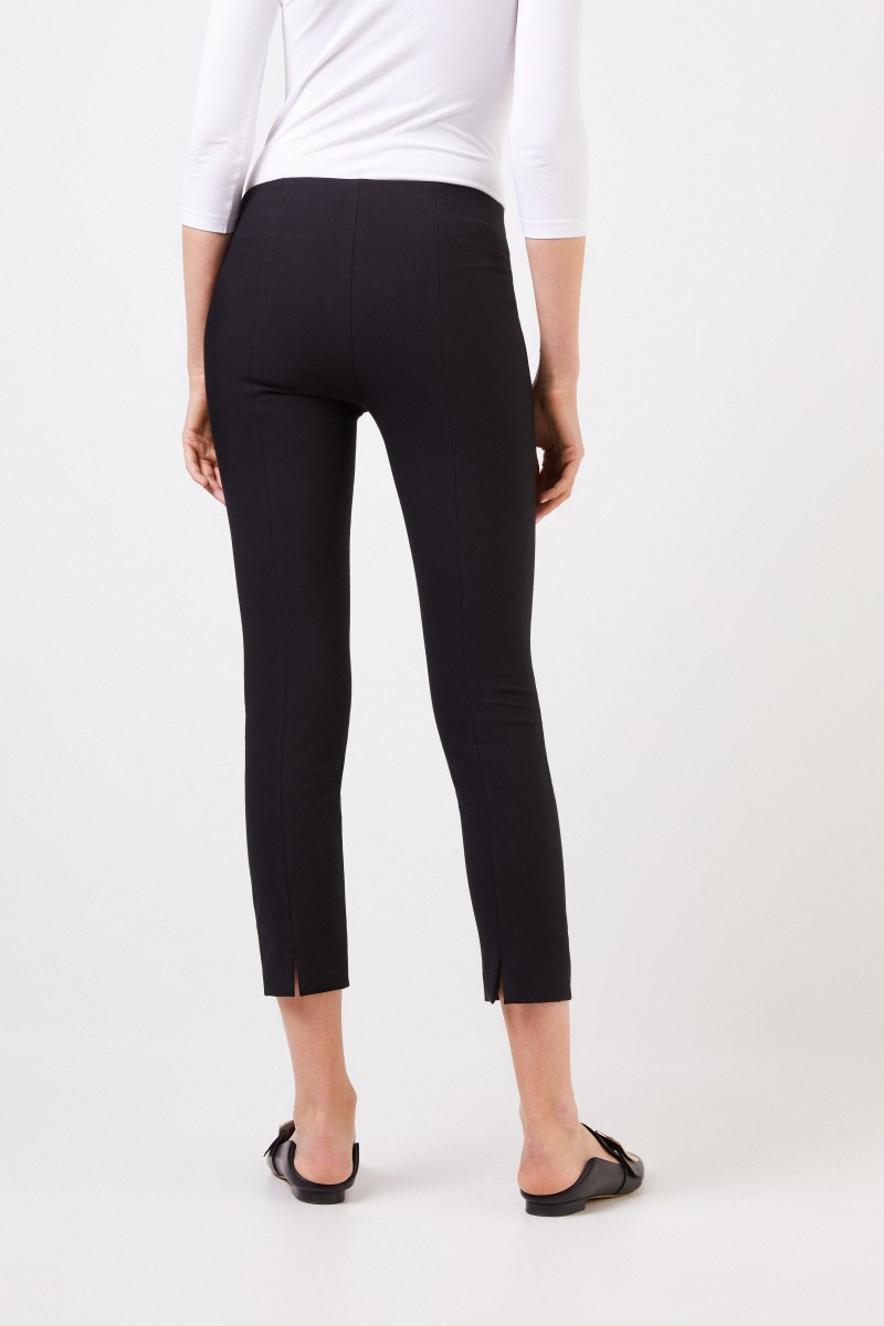 Stretch-Hose mit Schlitz-Detail Schwarz