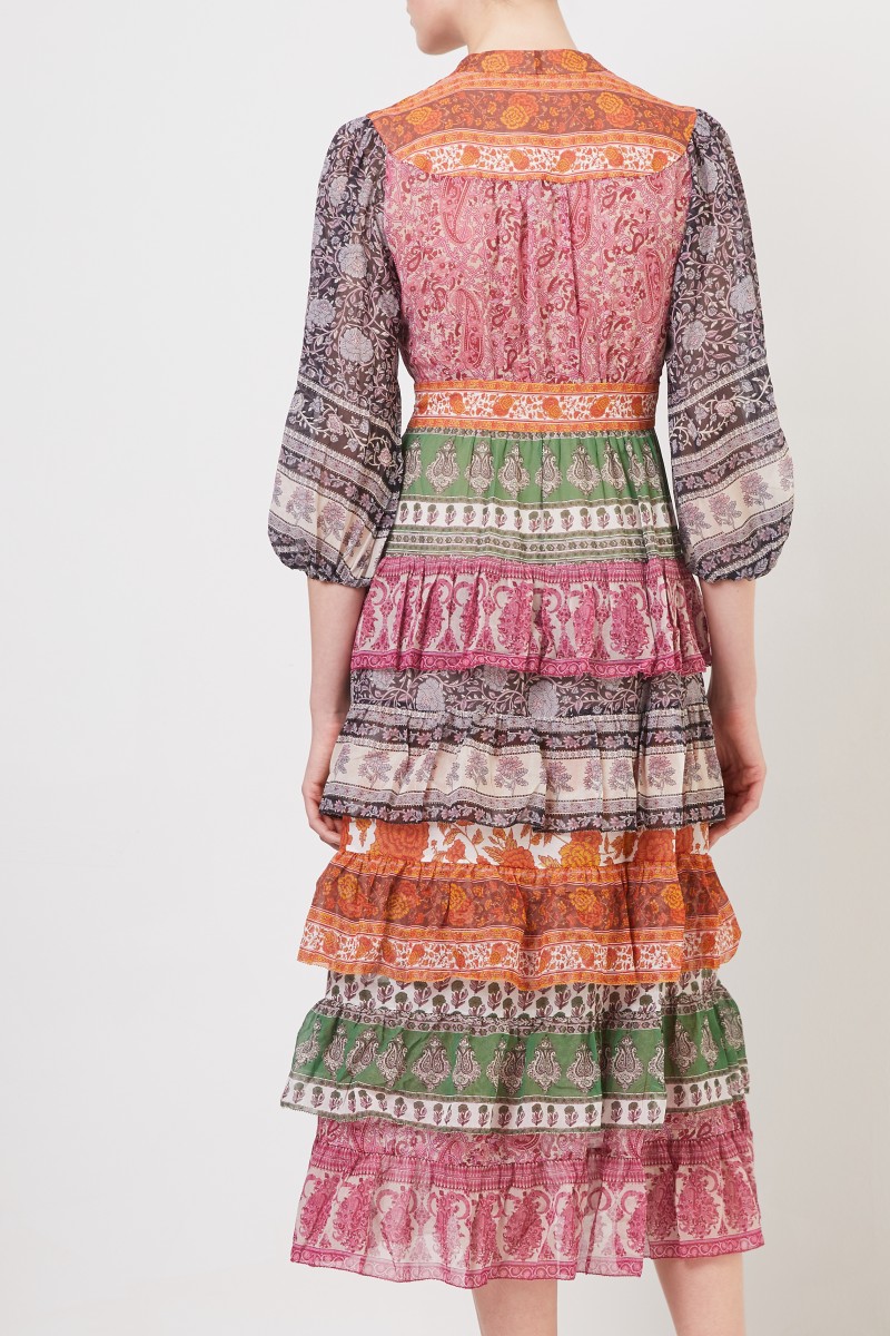Zimmermann Baumwoll-Seiden-Kleid mit Print Multi