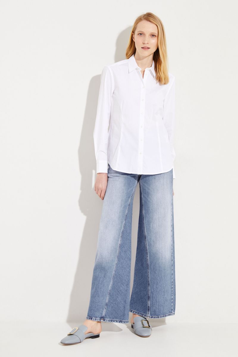 Klassische Bluse mit Ziernähten Weiß