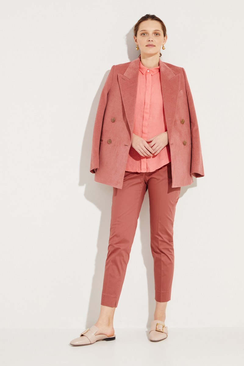 Ausgestellte Leinen-Bluse Orange