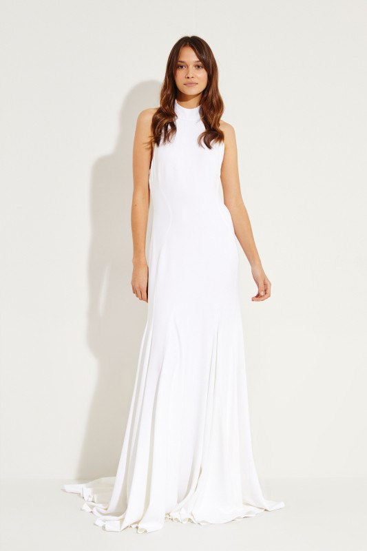 Langes Neckholder-Abendkleid Weiß