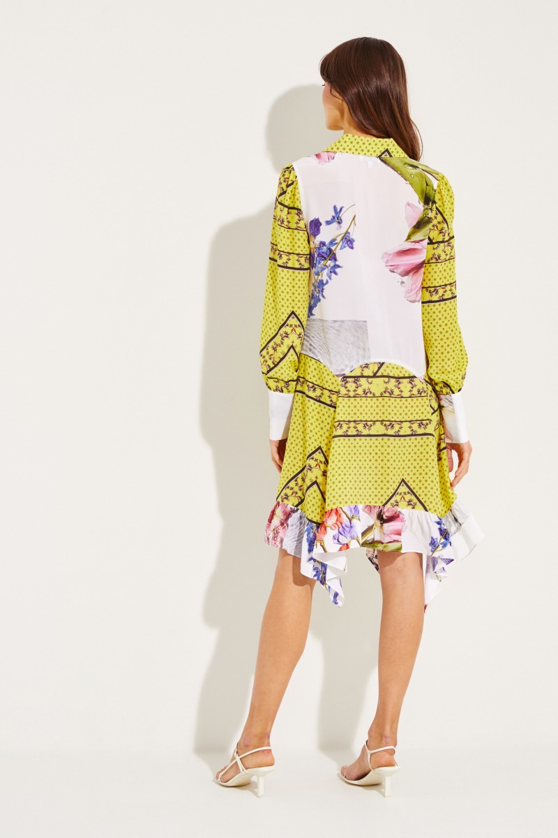 Hemdblusen-Seidenkleid mit Print Multi
