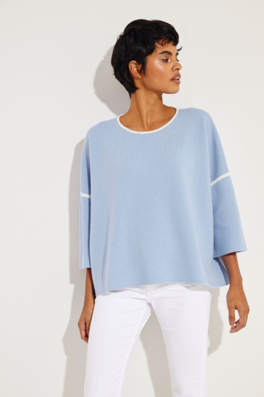 Doubleface-Pullover 'Yamila' Blau/Crème