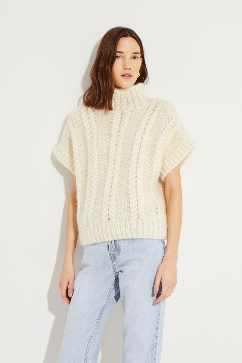 Woll-Mohair-Pullover Créme