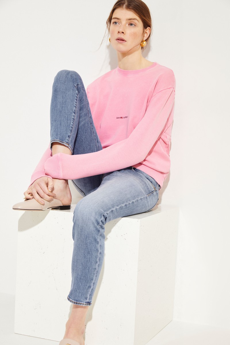 Sweatshirt mit Logo-Aufdruck Rosé/Schwarz