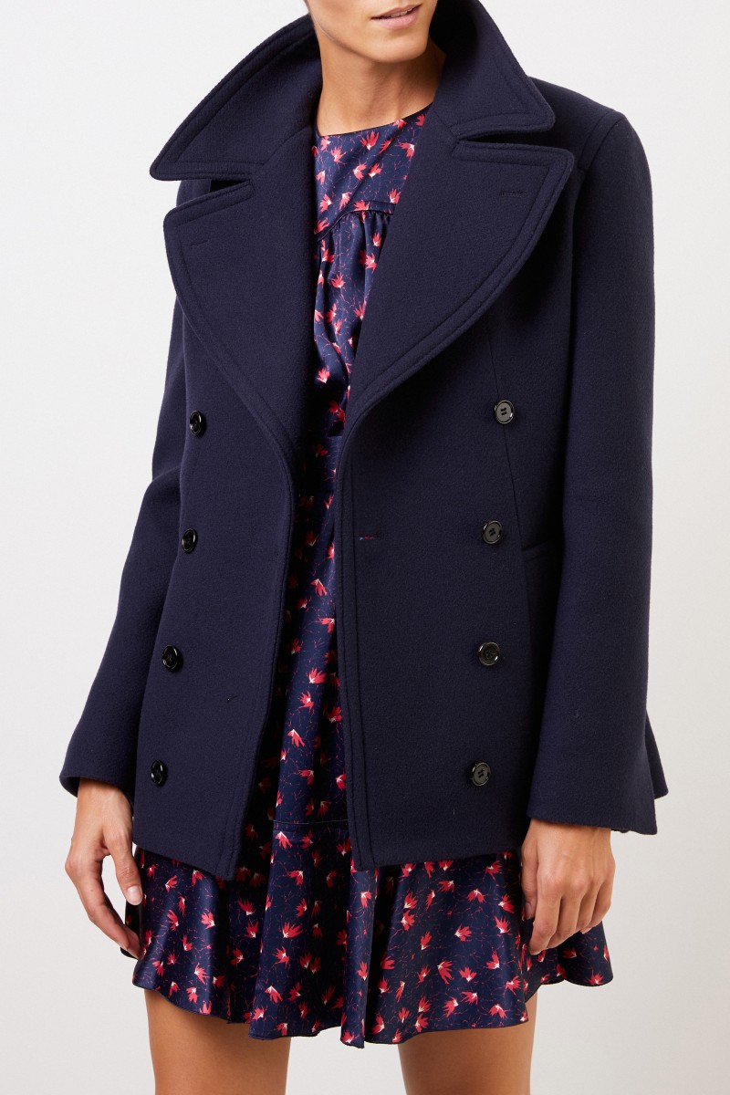 Chloé Zweireihiger Woll-Mantel Abyss Blue