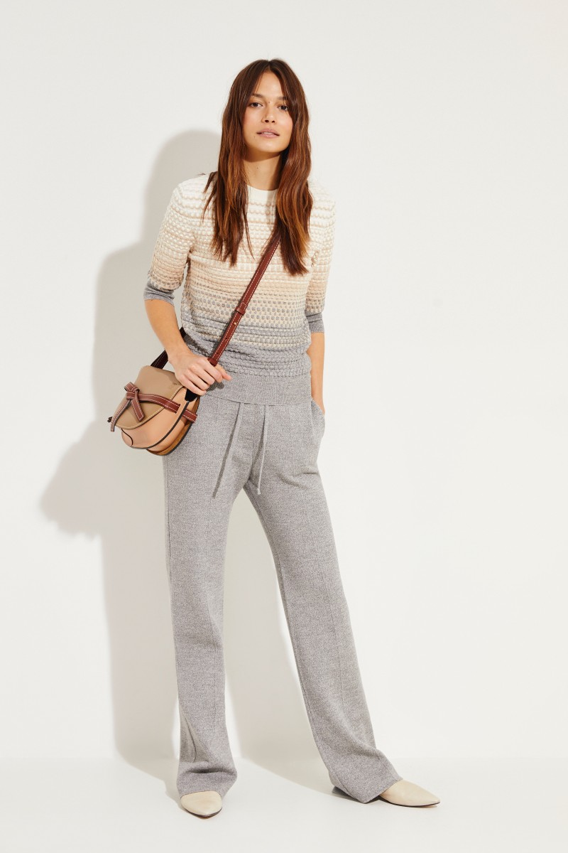 Strukturiertes Strick-Shirt Grau/Beige