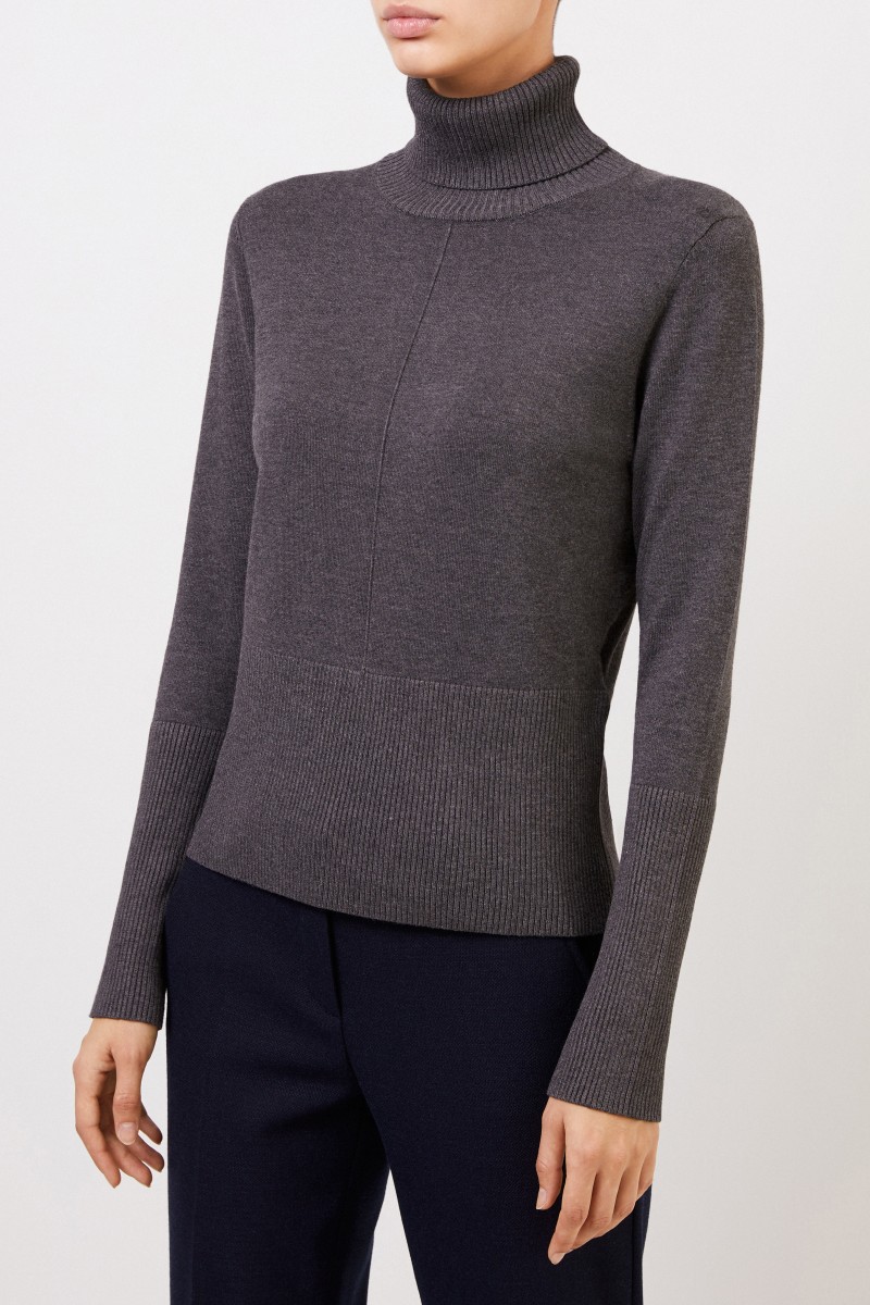 Rollkragenpullover mit Strickdetails Grau