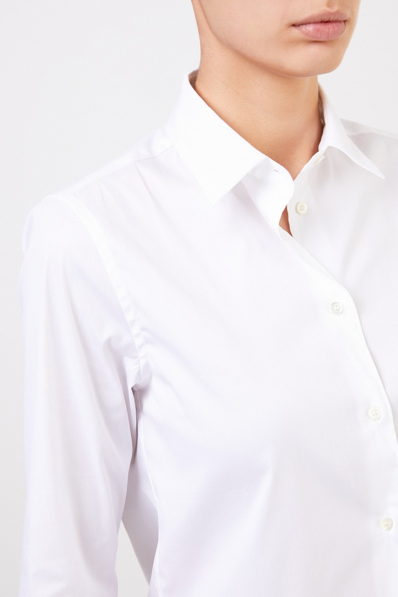 Aspesi Baumwoll-Bluse mit abgerundetem Saum Weiß