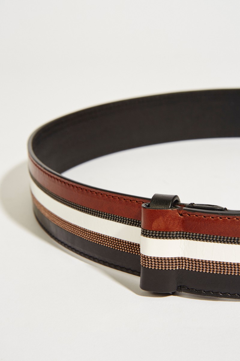 Ledergürtel mit Perlendetails Multi