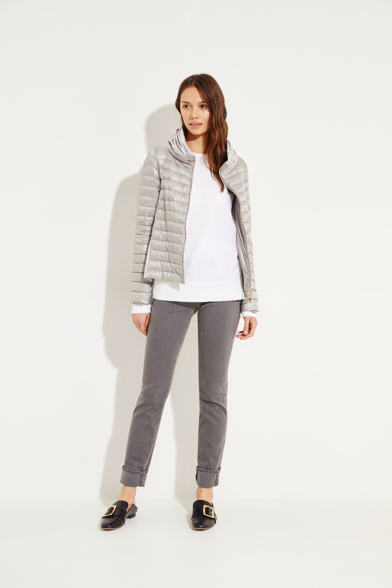 Cashmere-Pullover mit O-Neck Crèmeweiß