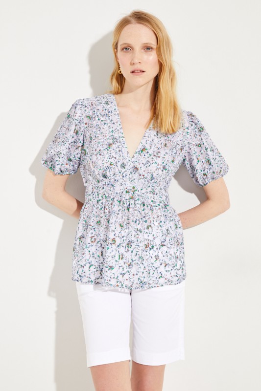 Spitzen-Bluse Blau/Multi