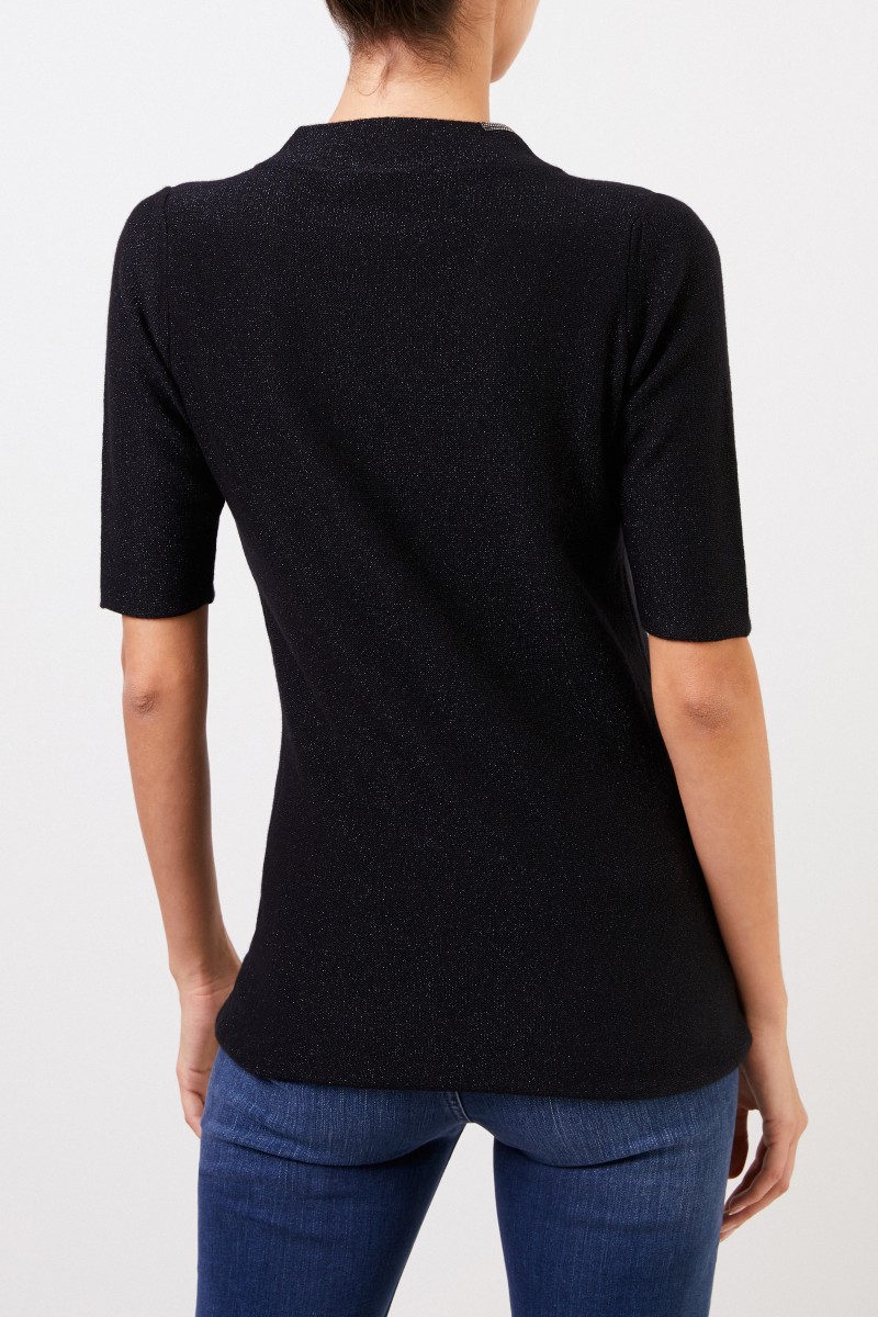 Fabiana Filippi Kurzarm Cashmere-Pullover Schwarz