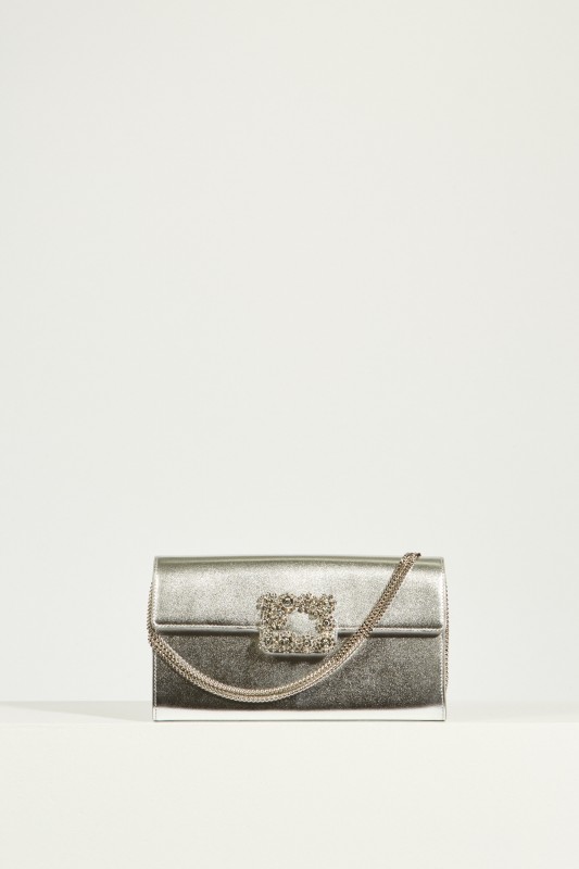Satin-Clutch Silber