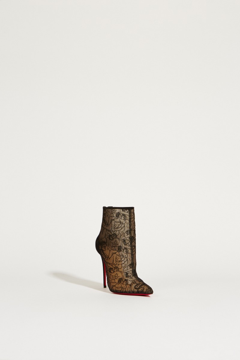 Stiefelette 'Psybootie' aus Netz und Spitze Schwarz