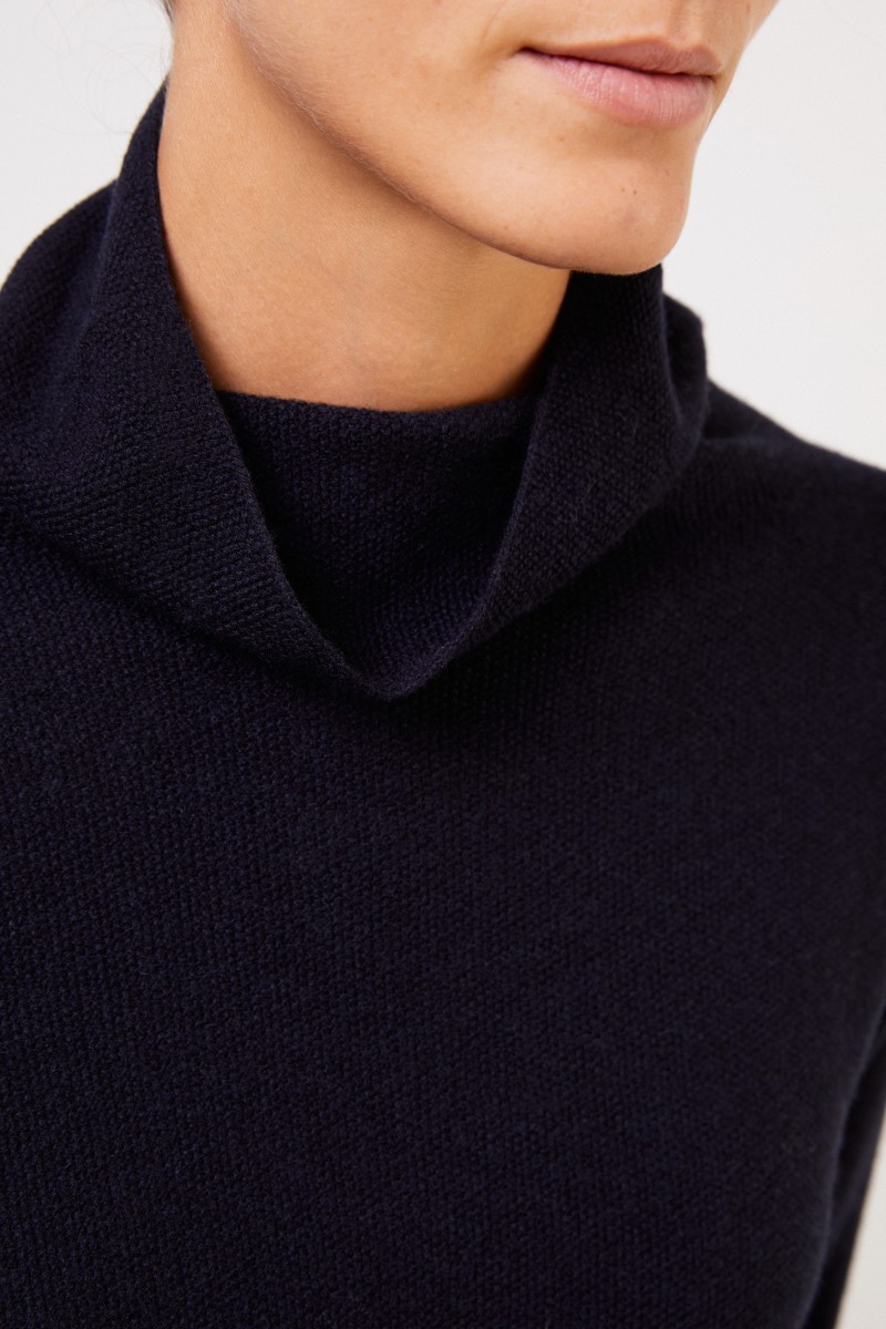 Fabiana Filippi Woll-Seiden-Pullover mit Turtleneck Marineblau