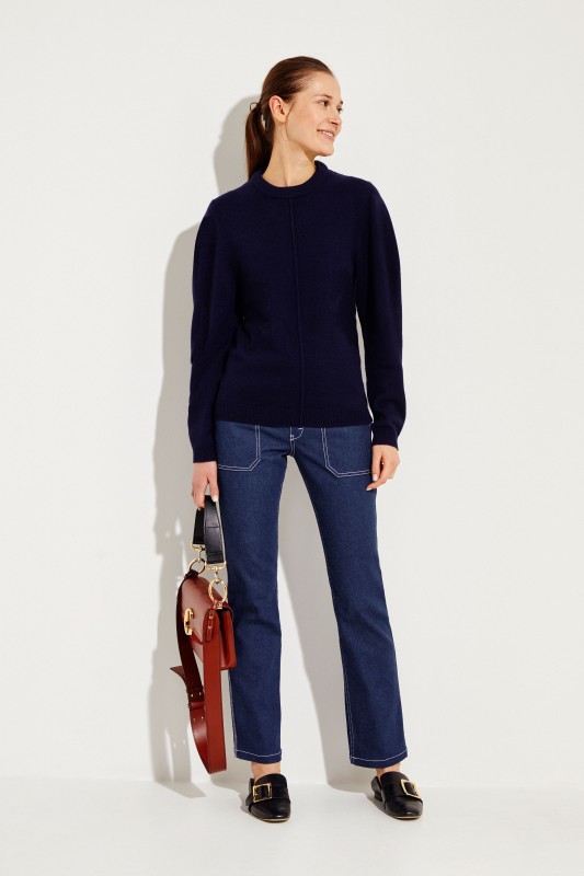 Cashmere-Woll-Pullover Blau