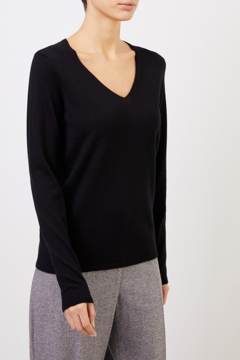 Cashmere-Pullover 'Roxbury' mit V-Neck Schwarz