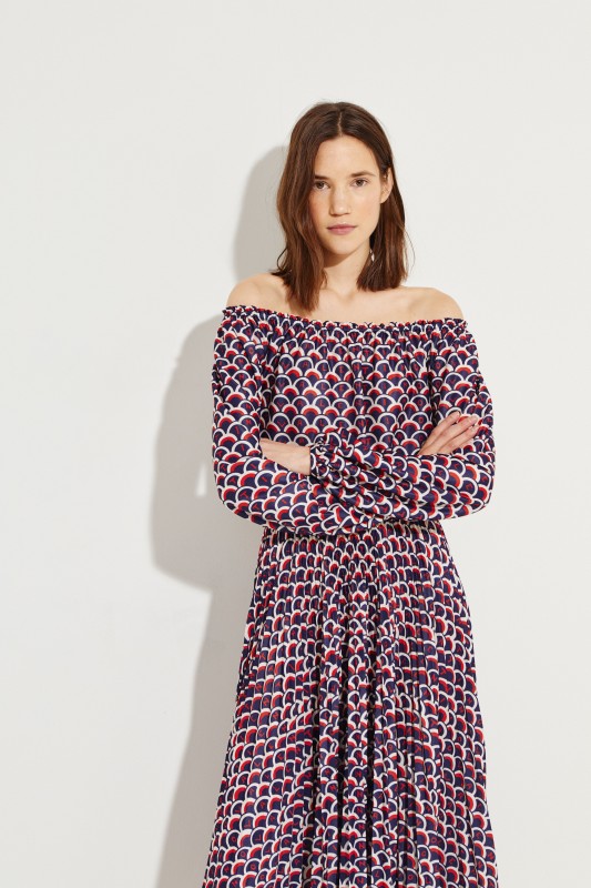 Langes Kleid mit Print Multi