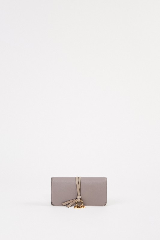 Chloé Leder-Portemonnaie ' Alphabet' Cashmere Grey
