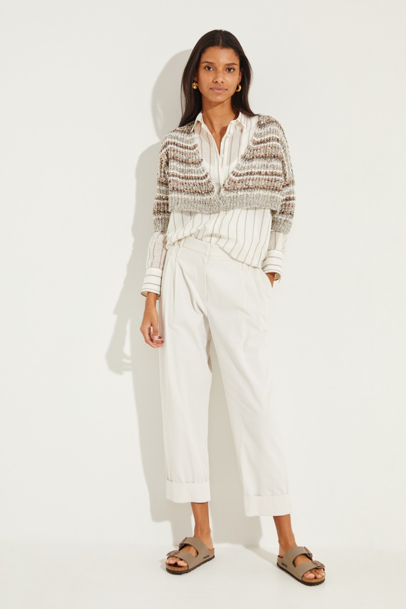 Verkürzter Baumwoll-Cardigan mit Paillettendetails Grau/Multi