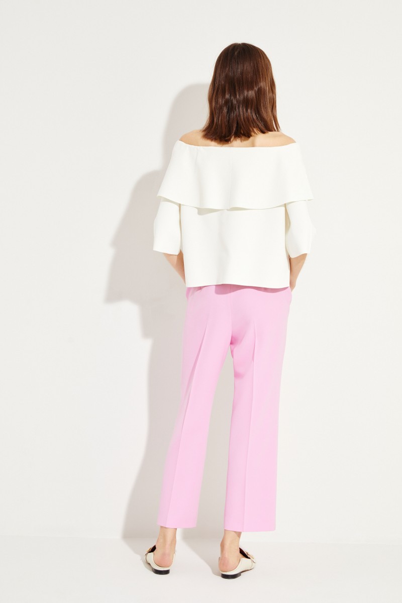 Off-Shoulder Bluse mit Volant Crèmweiß