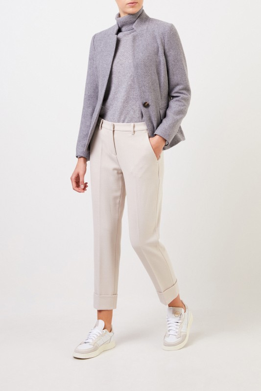 Klassischer Woll-Blazer Grau Melange