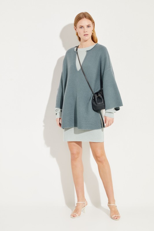 Oversize Woll-Cashmere-Pullover Grün