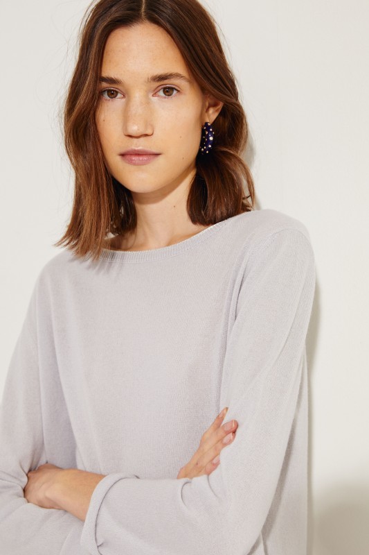 Cashmere-Pullover mit Lurexdetails Grau