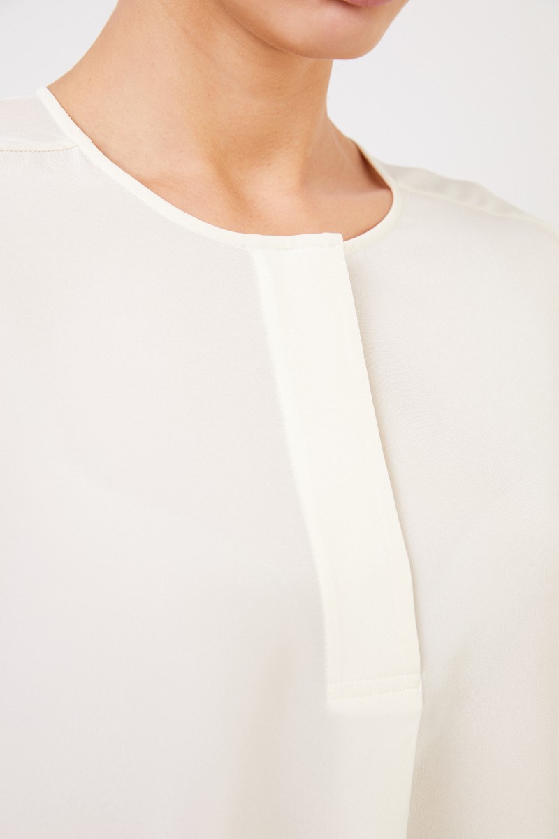 Seidenbluse 'Milenia' mit breiten Manschetten Ecru