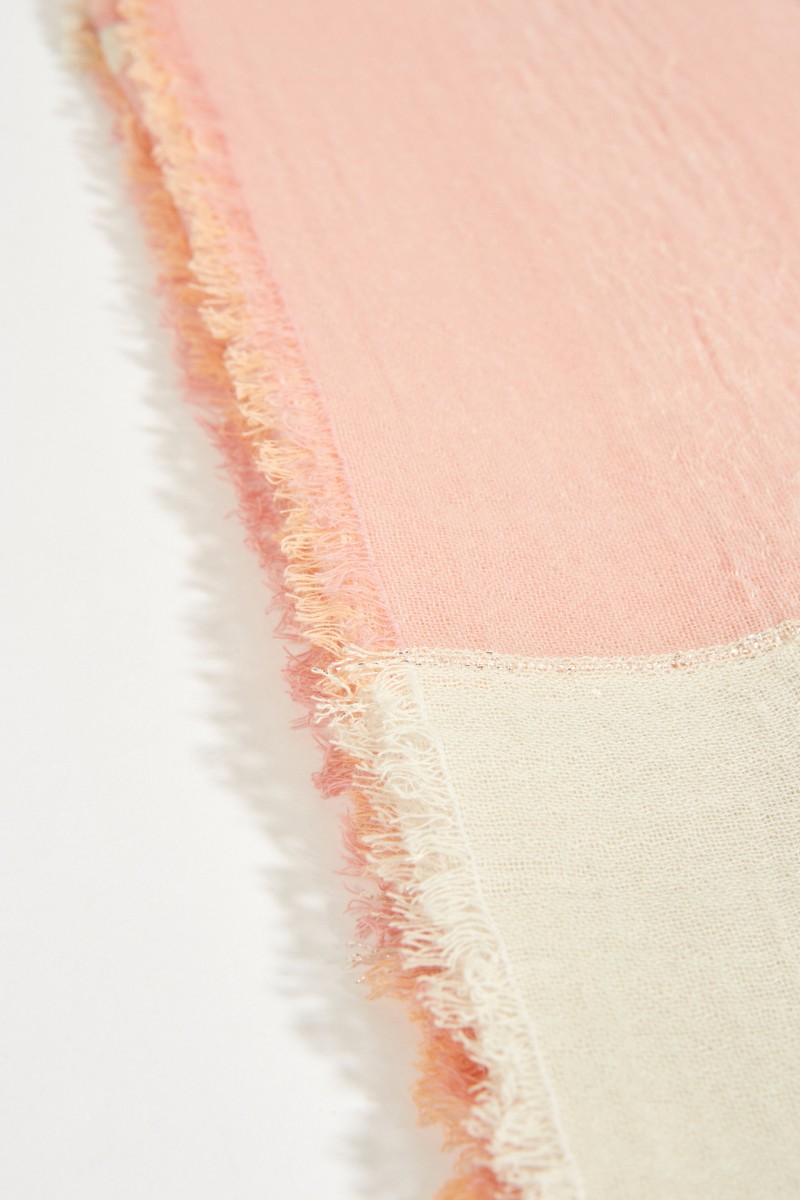 Leinen- Schal mit Lurexfäden Rosé/Crème