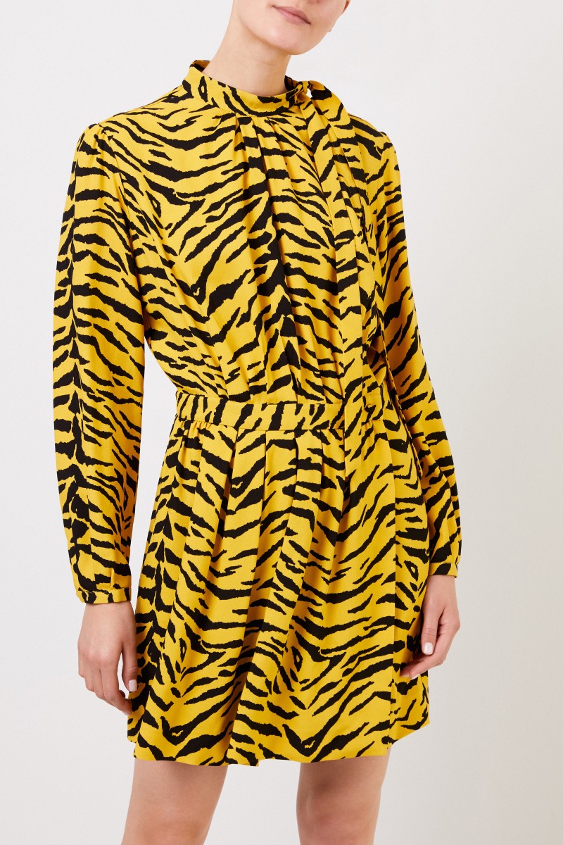 Saint Laurent Kurzes Kleid mit Print Schwarz/Gelb