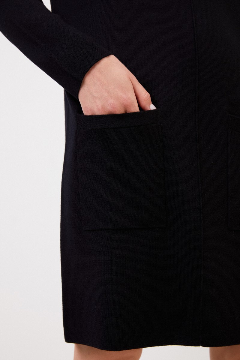 Allude Klassisches Woll Strickkleid Schwarz