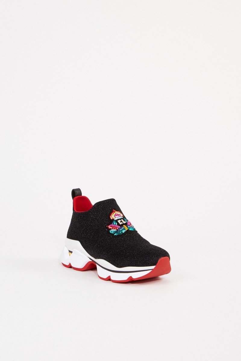 Christian Louboutin Sneaker 'Crestirun' mit Metallic-Look Schwarz/Multi