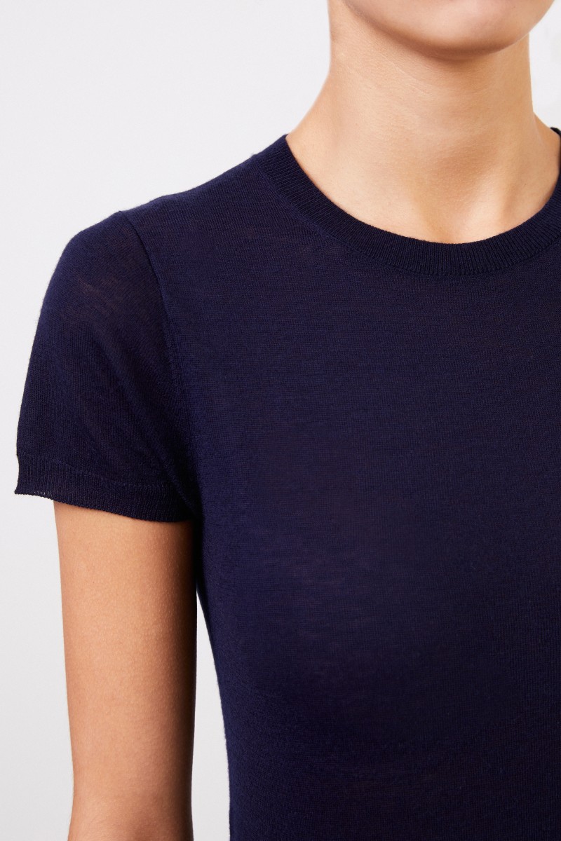 Woll-T-Shirt Marineblau